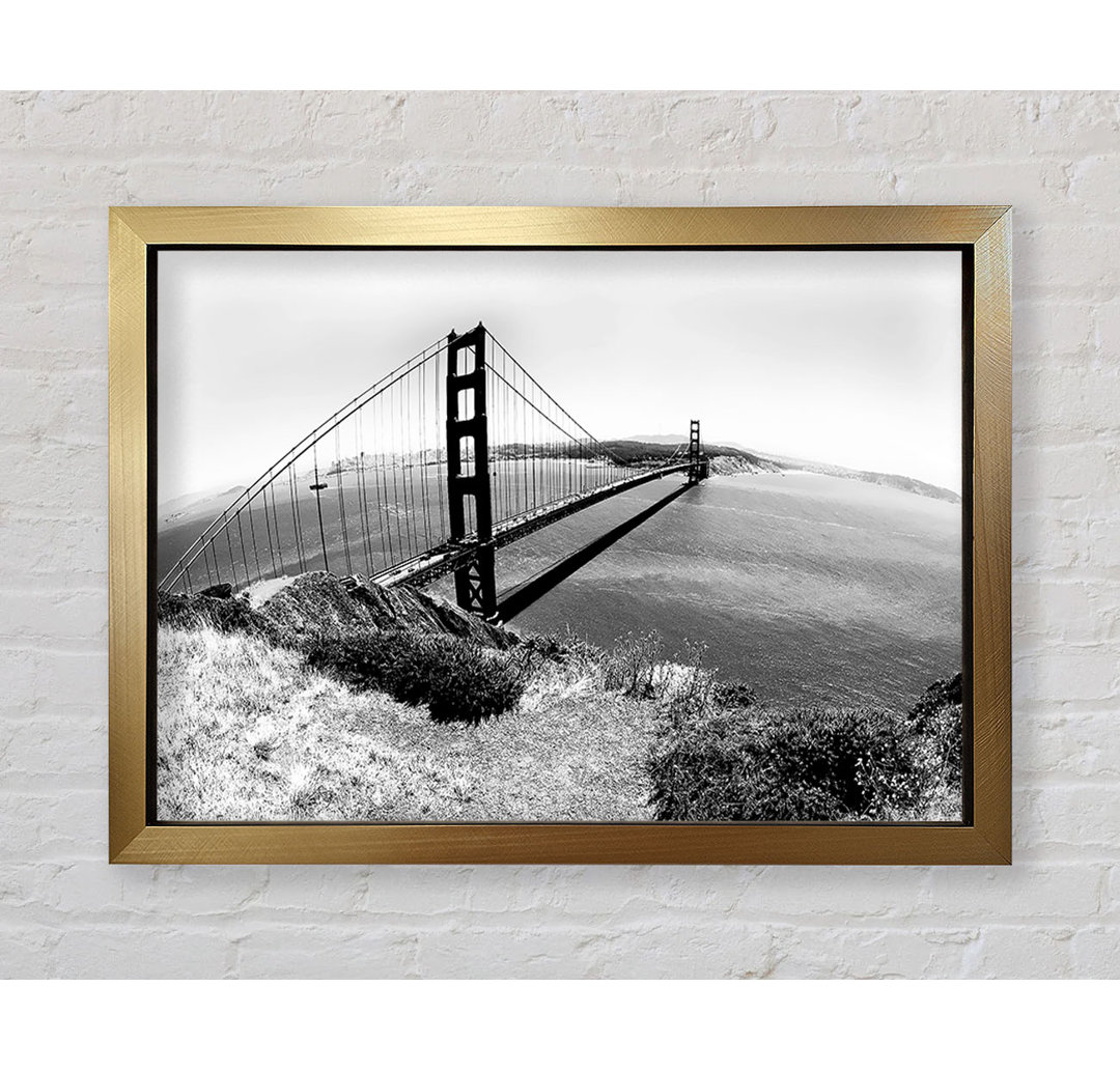 San Francisco Bridge B N W Across The Waters - Einzelne Bilderrahmen Kunstdrucke