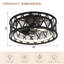 Ventilateur de plafond encastré noir 19 "avec lumière et télécommande