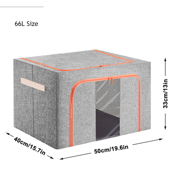 Foldable Clothes Storage Bins Box Stackable Metal Frame Closet Organizer (Set of 2) Ebern Designs Size: 15.73 H x 23.6 W x 16.57 D