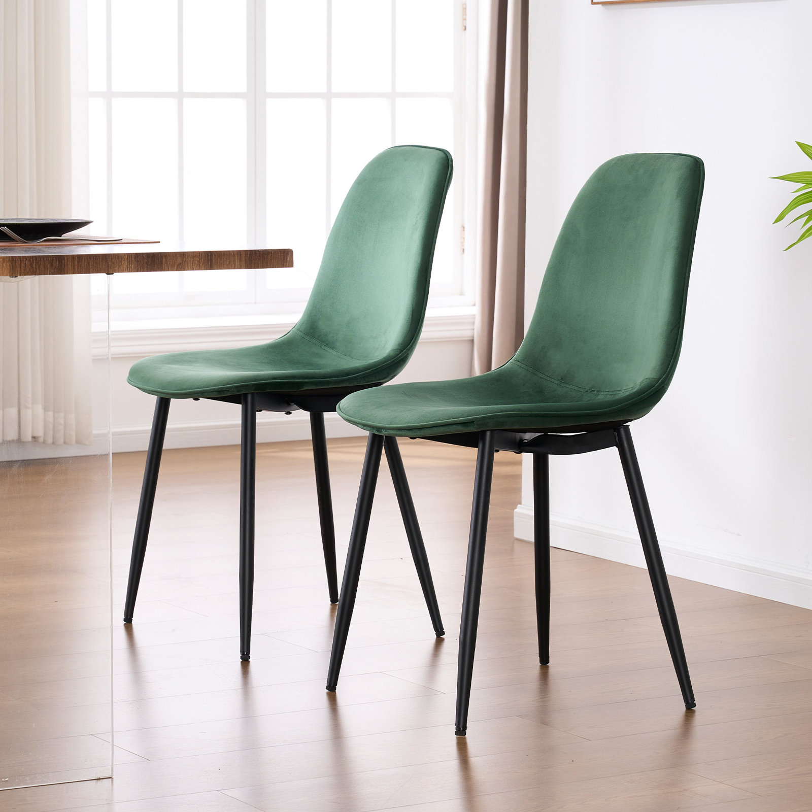 Kavi Dining Chair, Emerald Velvet/Black