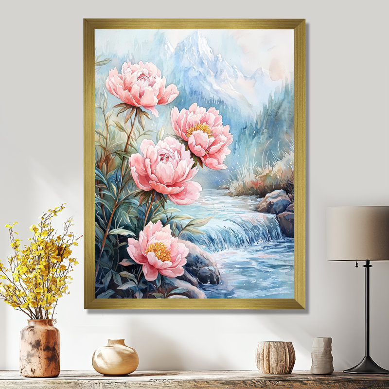 Gitza - art mural floral, Reproduction encadrée d'une seule photo, H 32 po x l 24 po, Doré