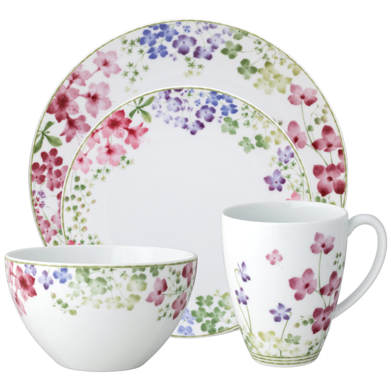 Couvert individuel 4 pièces Noritake Bloomington Road, Bleu / vert / rose / mauve