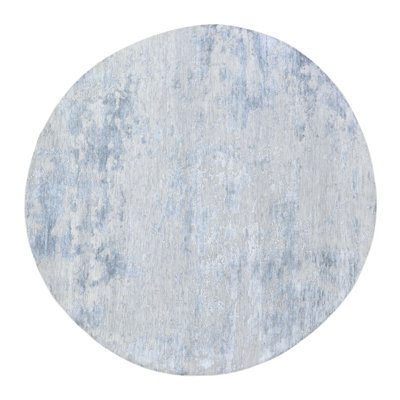 Tapis décoratif ronde de conception unique en forme de noué à la main New Age gris 7 pi 10 po
