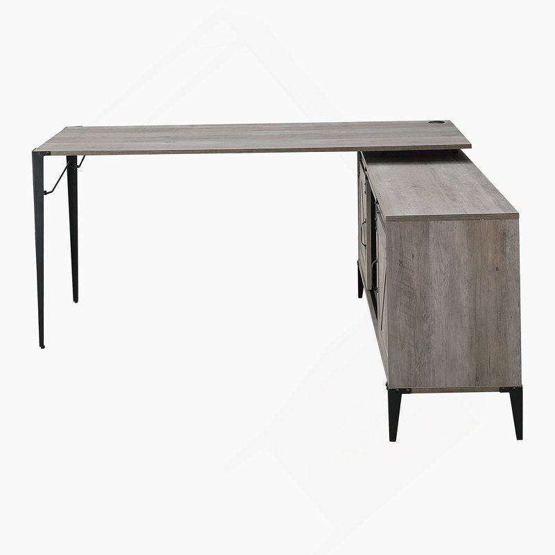 Zakwani Writing Desk, Gray Oak & Black Finish OF00001