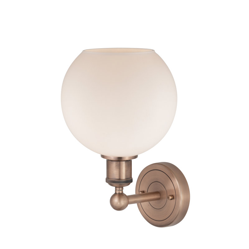 Ellington Steel Armed Sconce, Matte White, Antique Copper