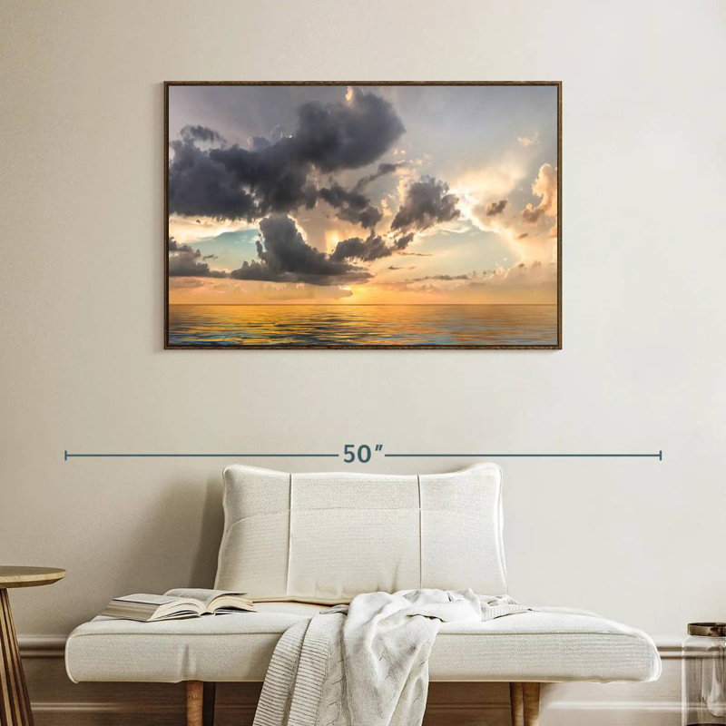 Coucher de soleil céleste, Cadre flottant noyer, 40 po x 27 po