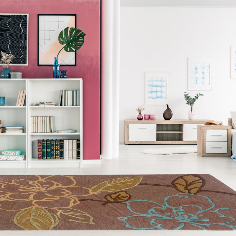 Tapis brun touffeté à la main Fugen, Rectangle 5 pi x 7 pi