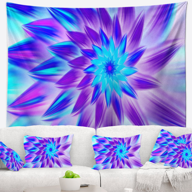 Tapisserie florales de fleurs bleues exotiques, H 50 po x l 60 po