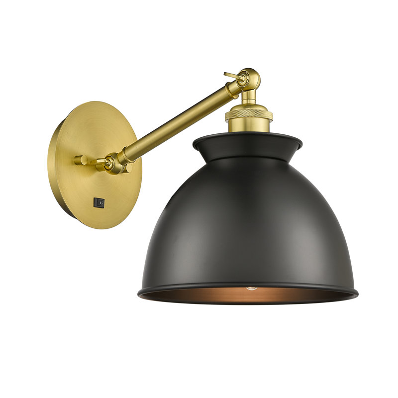 Shauna Armed Sconce, Matte Black, Incandescent, Satin Gold
