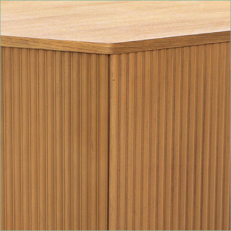 Table basse hexagonale en chêne naturel pour petits espaces, conception cannelée et mobilité facile