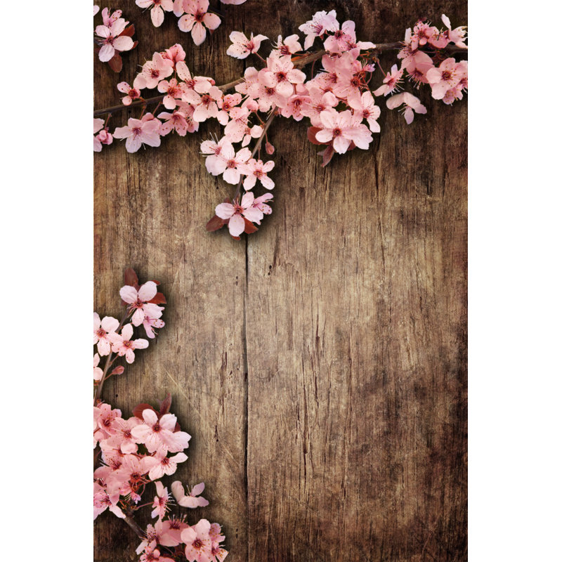 Spring Blossom Over Wood Background - Wrapped Canvas Print, 30cm H x 20cm W