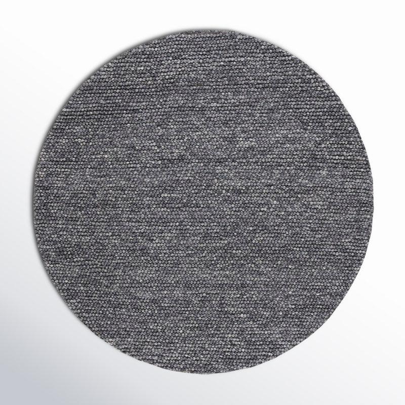 Tapis gris foncé fait à la main Elle, Rond 8 pi