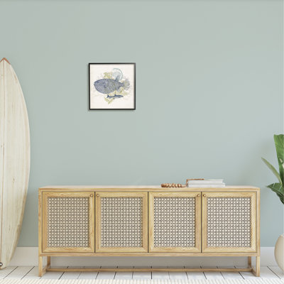 Aquatic Sea Life Rustic Seashell Layered Fish by Victoria Barnes - Floater Frame Graphic Art Print on Wood -  Stupell Industries, ao-754_fr_17x17