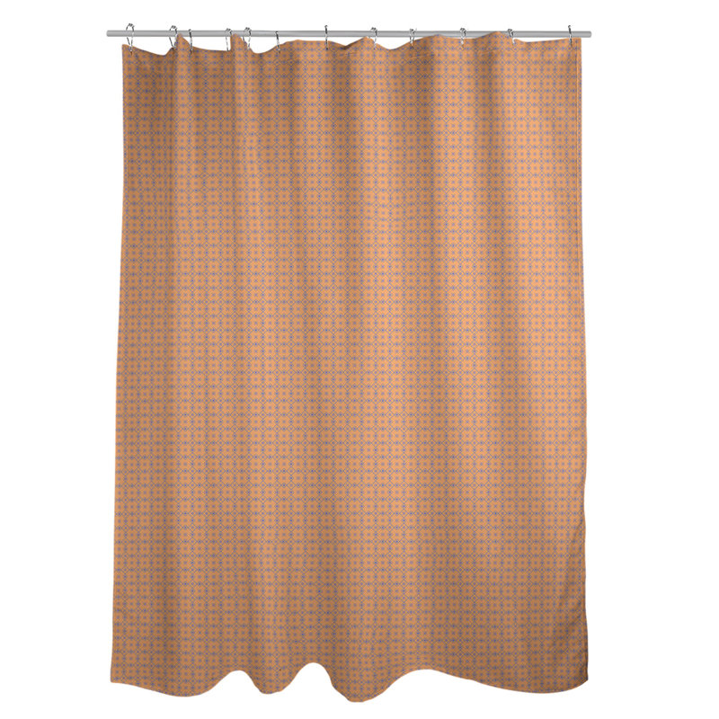 Rideau de douche simple Katelyn Elizabeth, Orange / Bleu