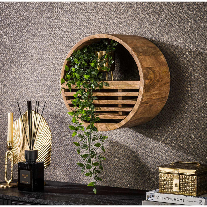 Livorno Round Solid Wood Floating Shelf, 40cm H x 40cm W x 25cm D