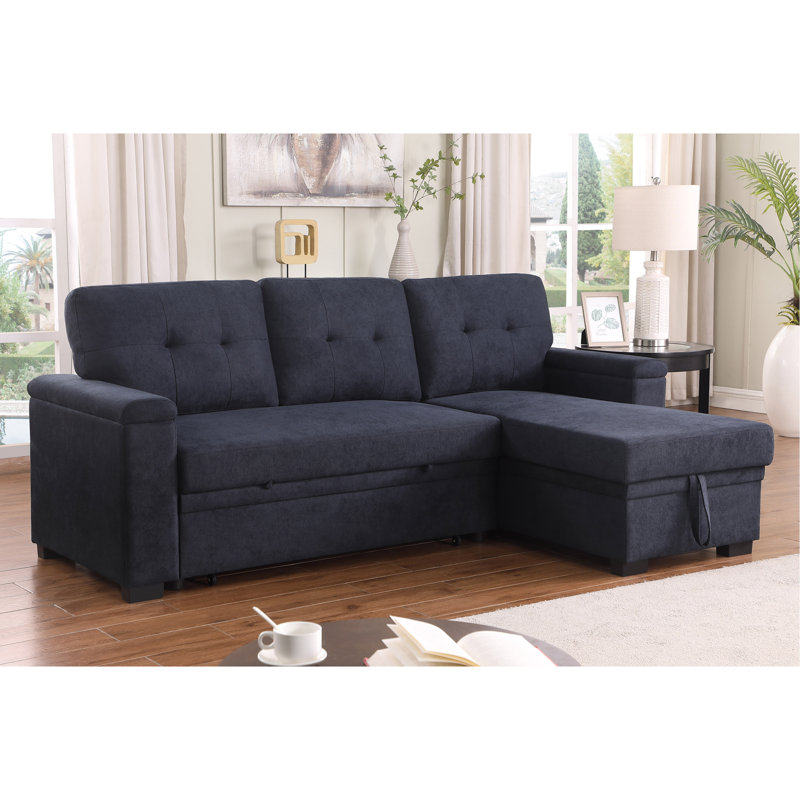 Canapé-lit modulaire réversible 85 po Lusy, Tissu tissé gris