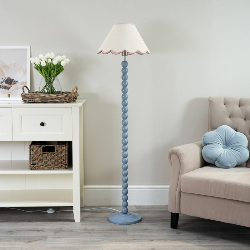 Bobbles 144cm Traditional Floor Lamp, Powder Blue, White/Pink