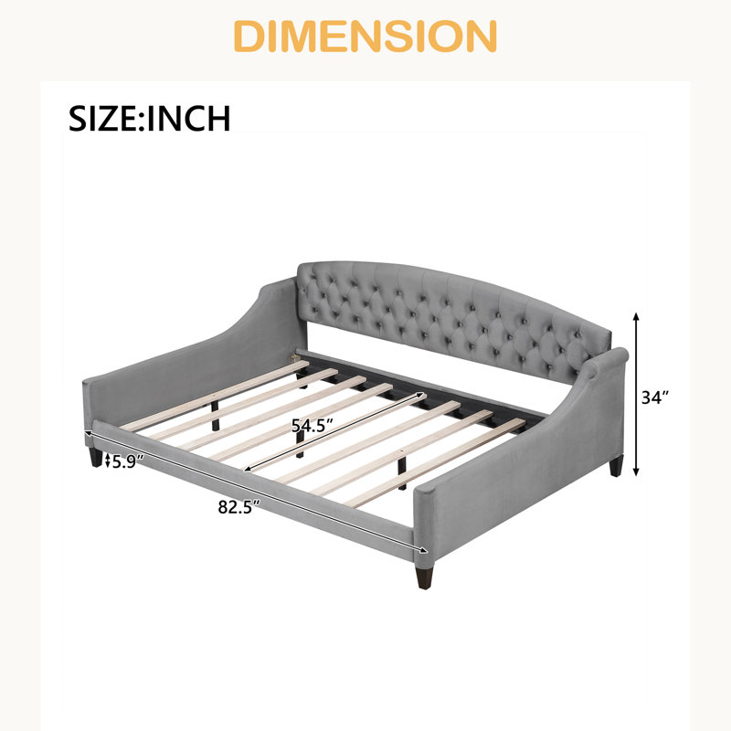 Modern Luxury Tufted Button Daybed, Full, Full/Double, Gray