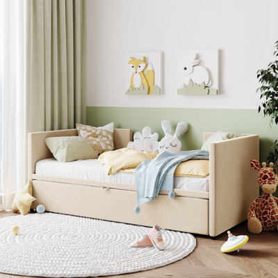 Upholste Daybed With Pop Up Trundle