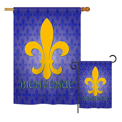 Ensemble de 2 drapeaux en polyester 2 pièces bienvenue interets fleur de lys impressions 2-côtés