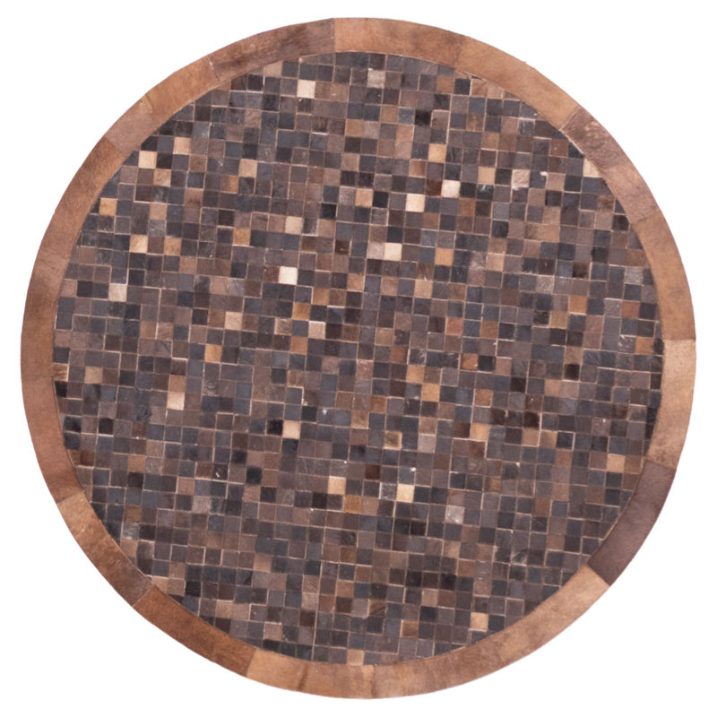 Cowhide Patchwork Brown Rug 5'0" x 5'0"