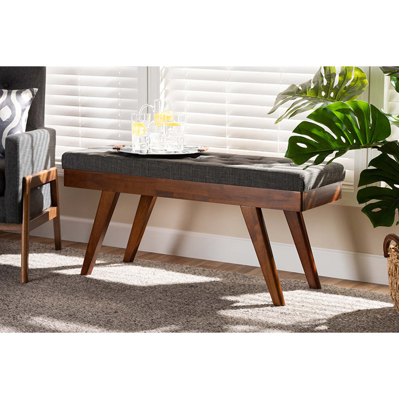 Polyester Upholstered Bench, Dark Gray