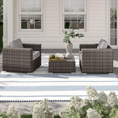 Ensemble de canapé de patio en osier 3 pièces - Siège d'extérieur de qualité hôtelière avec confort coussiné