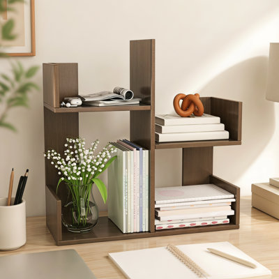Modern Bamboo Desktop Bookshelf Desk Organizer Storage Rack Tabletop Shelf