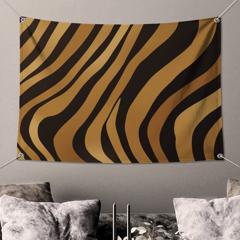 Tapisserie murale «Black Tiger Stripes», H 104 po x 88 avec 4 œillets