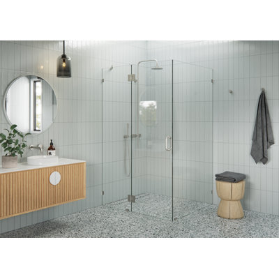 Halo 48 in. x 42 in. x 78 in. 90-degree Fully Frameless Glass Hinged Shower Enclosure