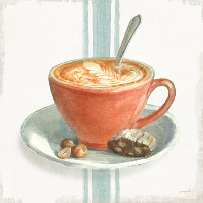 «Wake Me up Coffee III with Stripes» par Danhui Nai - peinture sur toile tendue