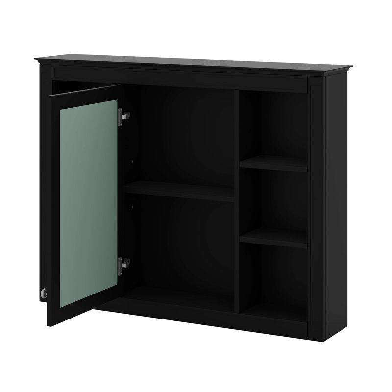 Armoire à pharmacie murale avec miroir et 6 tablettes ouvertes