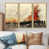 Toile avec cadre flottant or