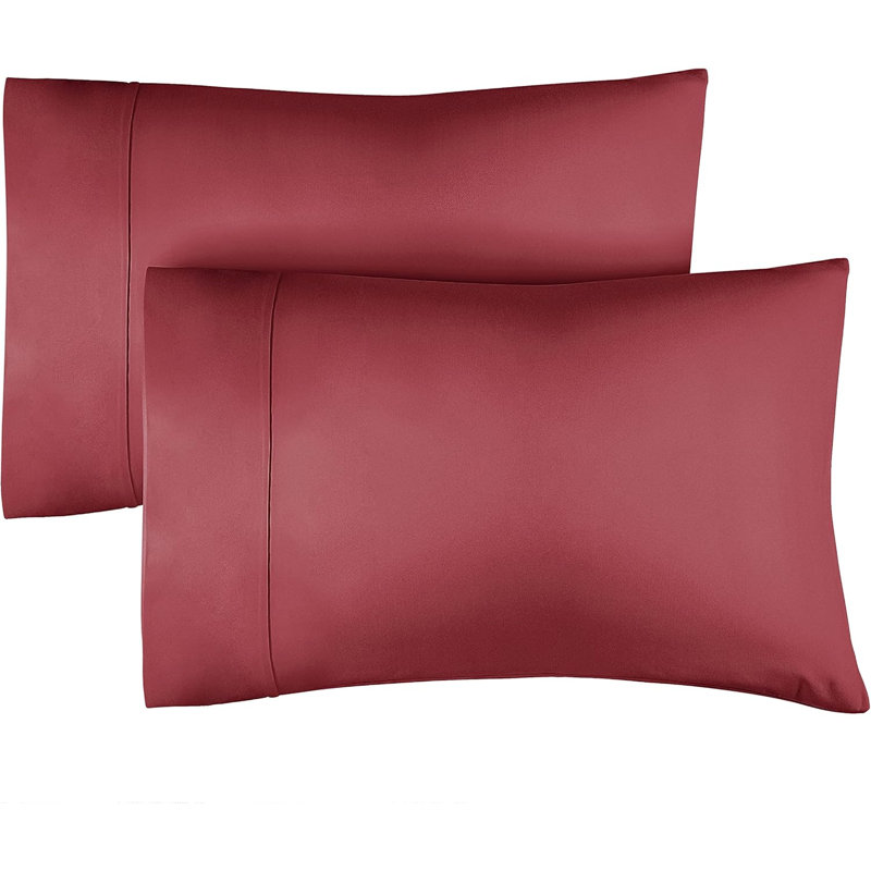 100% Cotton Pillowcase Set, 400 Thread Count Hotel Luxury Pillowcases, Soft & Breathable, Set of 2, Burgundy, King