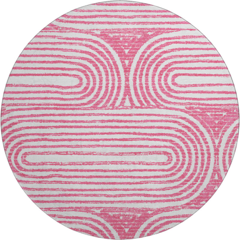 Premium Machine Washable Cerrito AMF540 Blush Rug, Round 8'