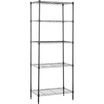 Étagère de rangement robuste et polyvalente en acier à 5 tablettes, facile à assembler, P 13,4 po x l 23,2 po x H 60 po, noir