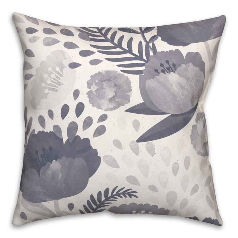 Housse et insert de coussin carré simple Simple Floral 15, Bleu, 20 po x 20 po