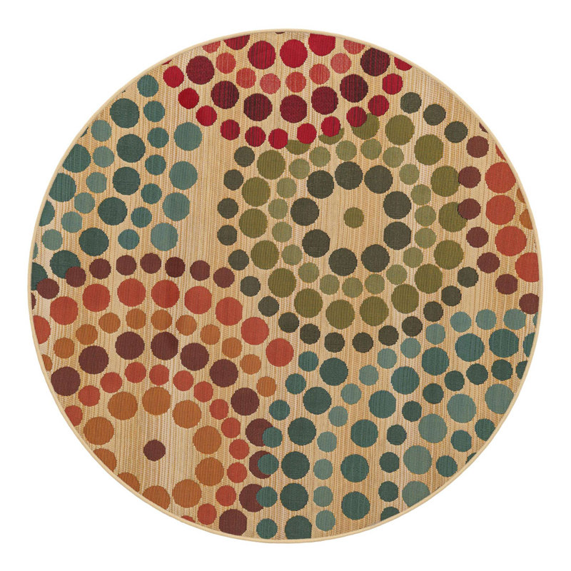 Deweese Washable Geometric Indoor / Outdoor Rug, Round 4'1"