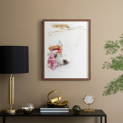 «Minimal Fuchsia Markings II», reproduction encadrée - bois massif