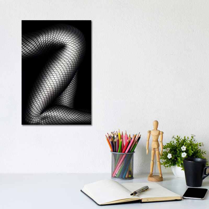 Legs In Fishnet Stockings 2 by Johan Swanepoel - Wrapped Canvas Gallery-Wrapped Canvas Giclée, 20.32 cm H x 30.48 cm W