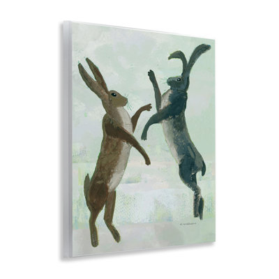 Plaque murale Rustic Boxing Hares, design par Kay Widdowson