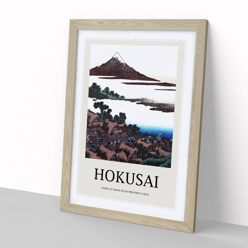 Dawn At Isawa In Kai Province by Katsushika Hokusai - Single Picture Frame Print, Oak Framed, 65cm H x 48cm W x 2cm D