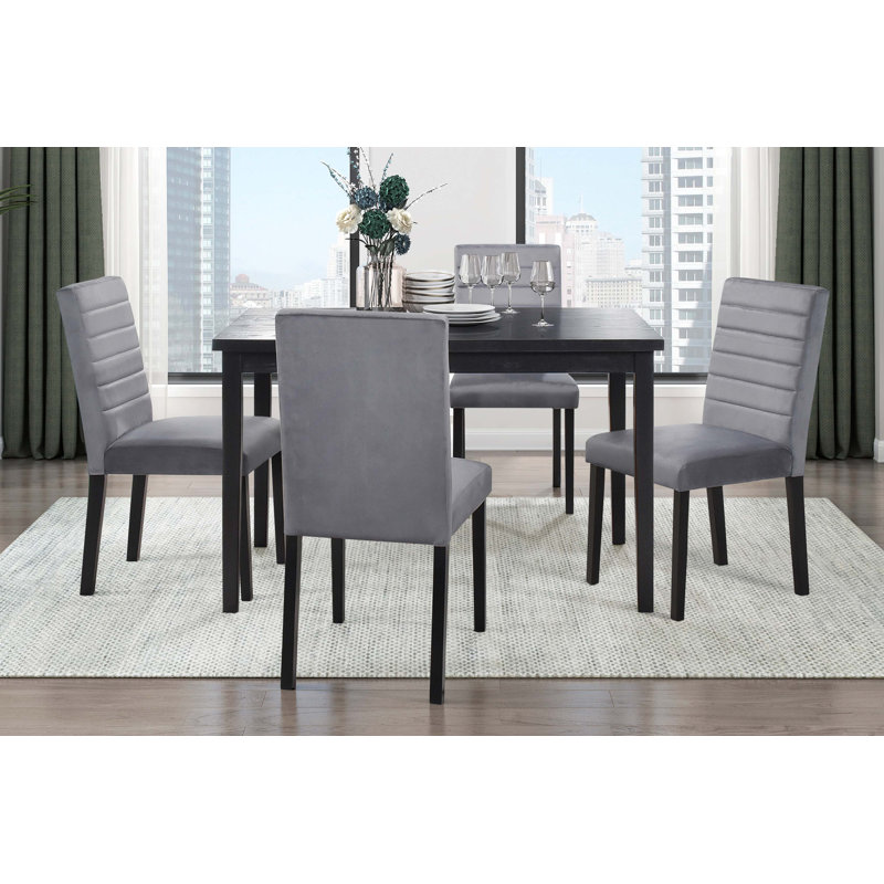 Ensemble de salle à manger 5 pièces et 4 chaises d'appoint en velours de style décontracté