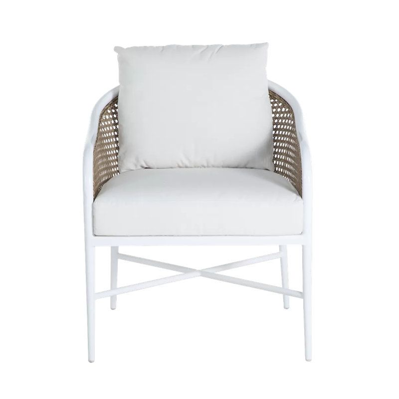 Havana Euro Lounge Chair In Herringbone Sand Fabric With Welt, Chalk/Natural Cane, Herringbone Sand, Welt