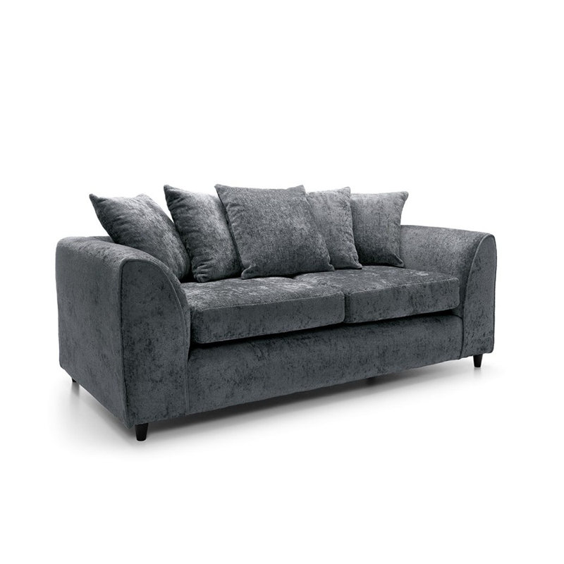 Monaco 3 Seater Chenille Flared Arm Sofa, Grey