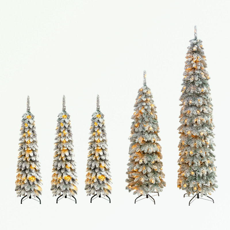 5-piece Artificial Christmas Tree with Snow Flocking