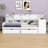 Wooden L-Shape Daybed With Seven Storage Cabinets,Two Storage Drawers,Study Desk And Built-In Bookshelf-328943476-328943477
