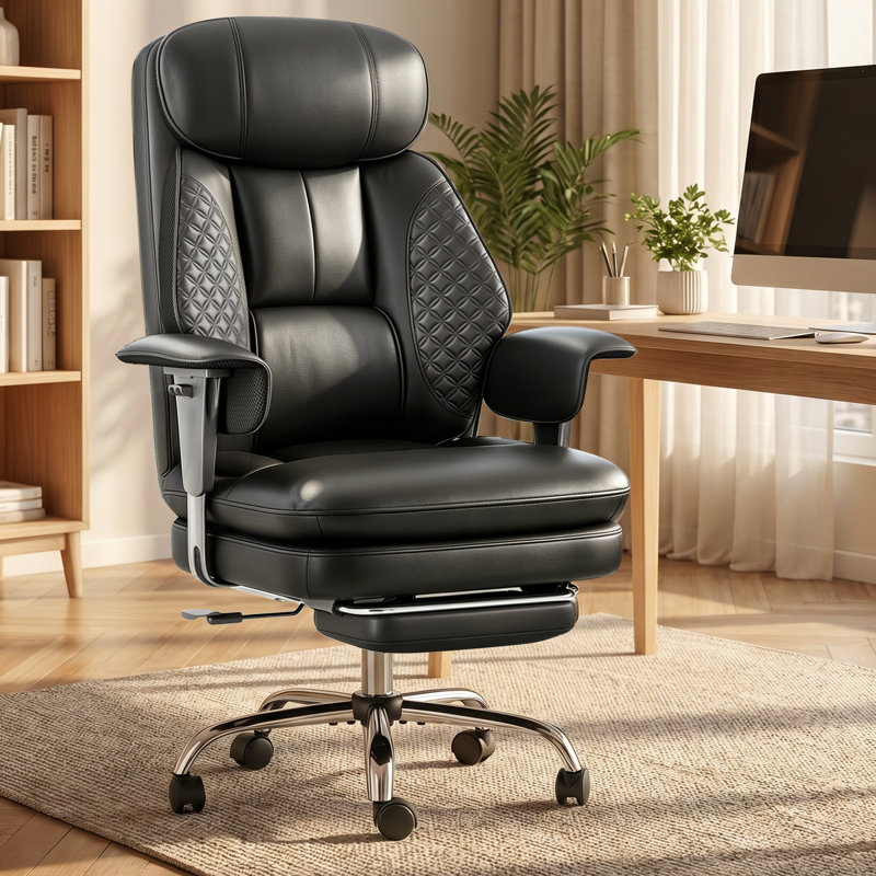Inbox Zero Executive Chair with Headrest, Black