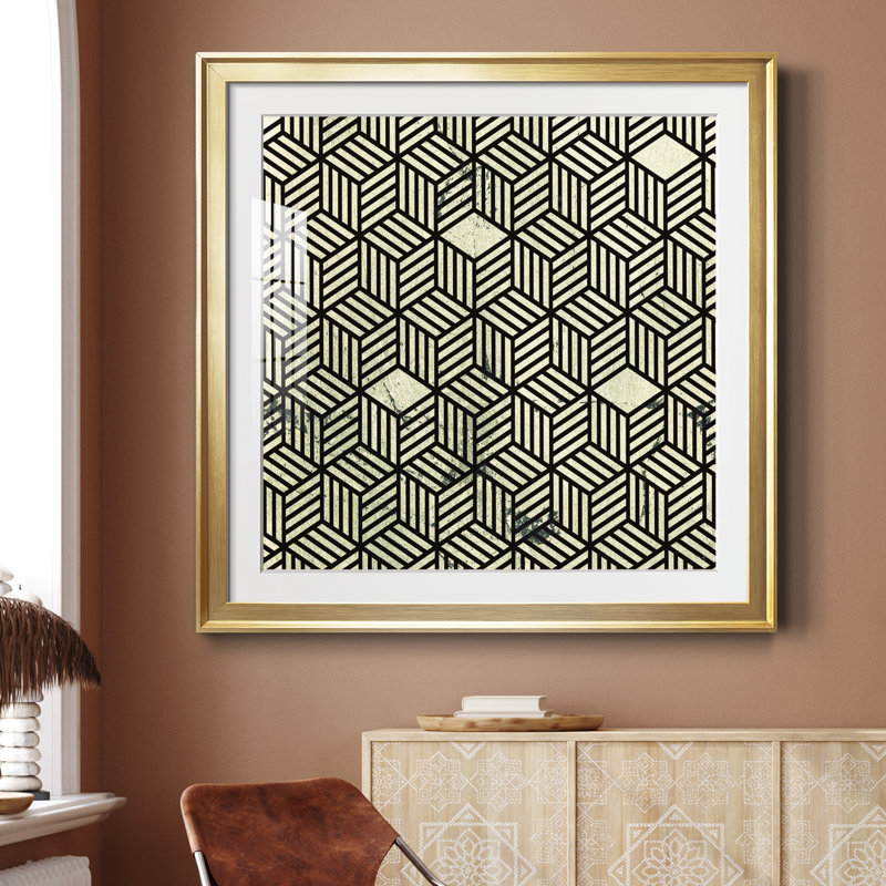 Boîte noire et blanche - impression encadrée, Doré, H 26,5 po x l 26,5 po x P 1,5 po