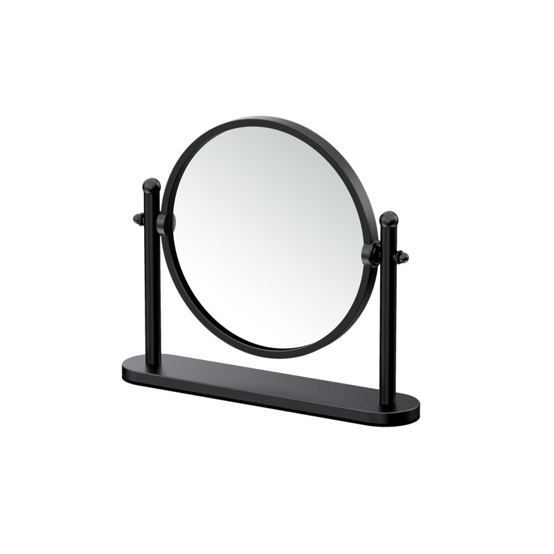 Solid Brass Tabletop Round Make-Up Mirror, 3x Magnification Vanity Mirror | Cosmetic Countertop Double Sided Mirror, Rotates 360 Degrees